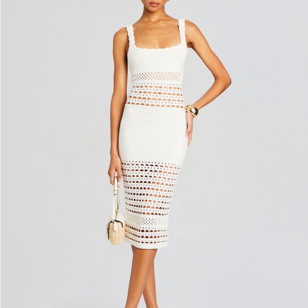 Retrofete Avril Knit Crochet Dress - Small White